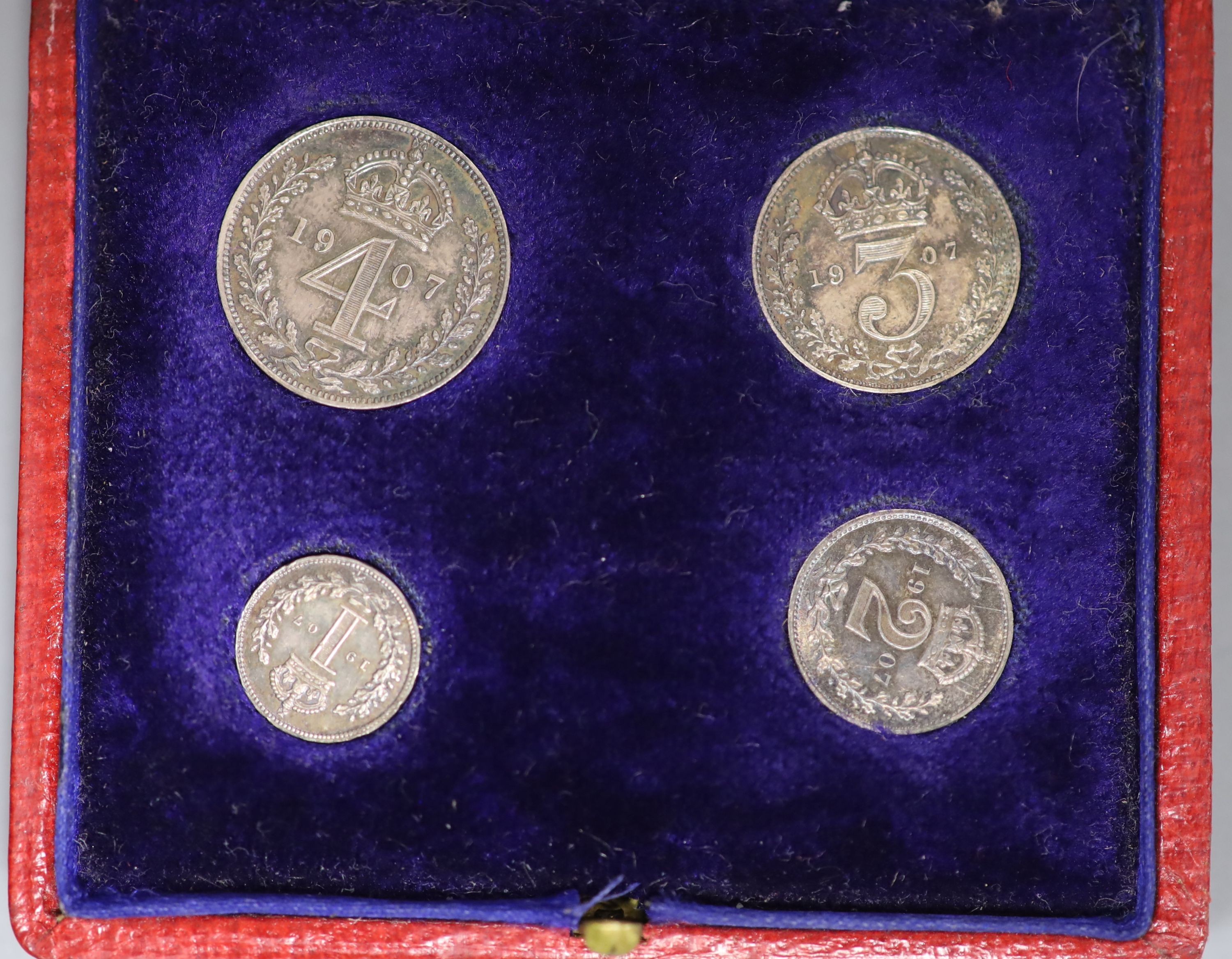A cased Edward VII maundy coin set, 1907